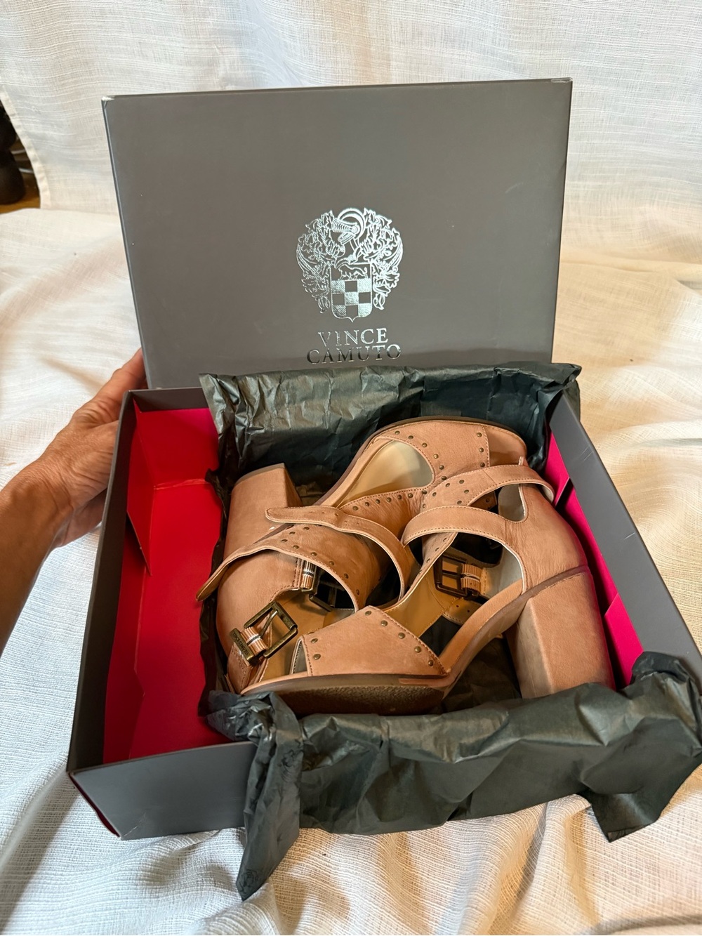 Vince Camuto Blush Tan Suede Platform Sandal